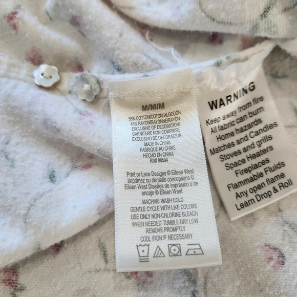 Eileen West Floral Nightgown Lace Ruffle Henley Medium cottage farm prairie - Picture 12 of 14